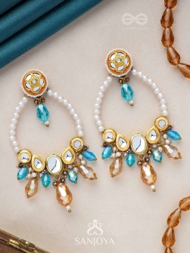 MARICHIKA - THE MIRAGE SPARKLERS - GOLDEN EMBELLISHED POLKI AND KUNDAN STATEMENT EARRINGS