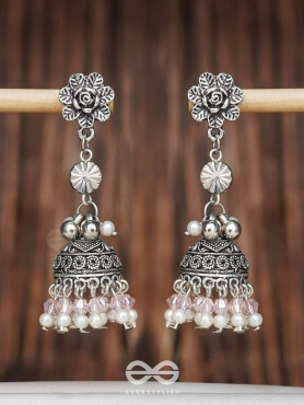 Petals In Bloom - Oxidised Jhumka Earrings