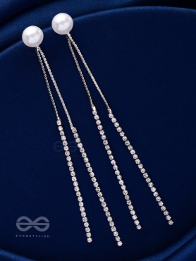 A MOONLIT PEARL - SILVER EMBELLISHED EAR JACKETS