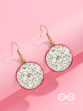 THE DRAGONFRUIT DELICACY - GOLDEN EMBELISHED EARRINGS
