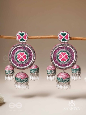 Sumardava- The Art Of Softness- Resham, Beads And Cutdana Hand Embroidered Earrings