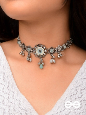 The Sky Bouquet- Enamelled Oxidised Neckpiece