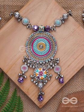 The Hypnotising Circles- Enamelled Oxidised Neckpiece