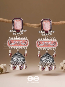 The Rosewood Nostalgia- Enamelled Oxidised Jhumka Earrings