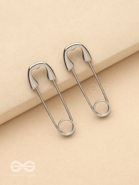 Pin It Up - Statement  Silver Earrings