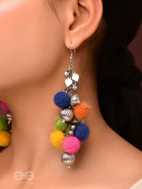 Fluffy  Flings - Statement Oxidised Earrings