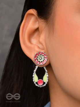 Enchanted Garden Wings - Statement Enamelled Oxidised Ear Jackets