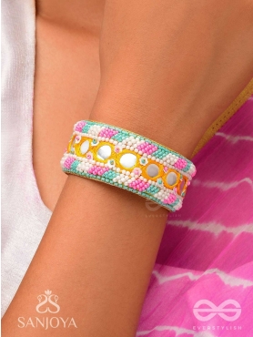 Madana- The Spring Poetry- Mirror, Resham And Beads Hand Embroidered Bangle
