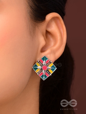The Homestead Hues- Enamelled Oxidised Earrings