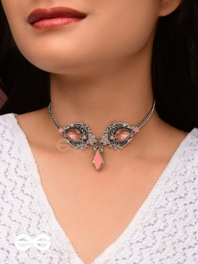 The Rosy Reminiscence - Enamelled Oxidised Choker Neckpiece