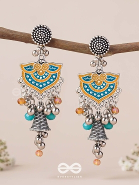 The Sunset Bells - Enamelled Oxidised Earrings