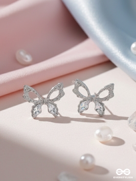 Pristine excellence - Crystal butterfly studs 