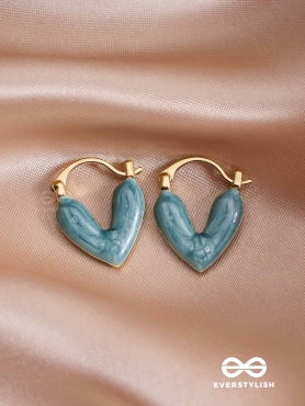 SERENIC SOLACE - BLUE ENAMELED HEART STUD EARRINGS