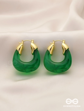 EMERALD EMBRACE-  TRANSLUCENT GREEN HOOPS