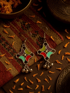 MOON BLOOM-  CRESCENT-SHAPED ENAMEL EARRINGS