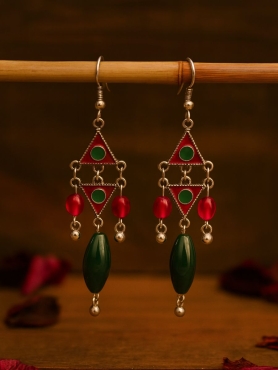 TINKLE TANGO - TRIANGLE MOTIF OXIDISED EARRING