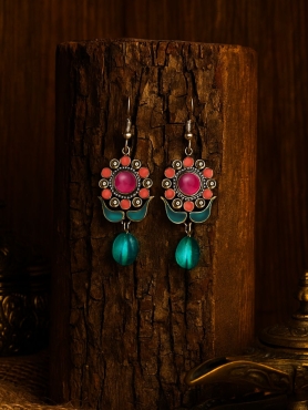 BLOOM BURST – RED ENAMEL FLOWER EARRING