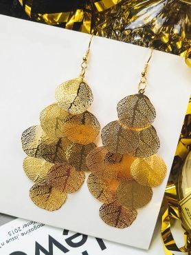 Golden mirage leaves dangling earrings