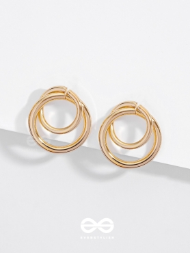 The Golden Intertwined Circles - Casual Daily-wear Studs
