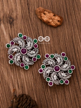 I'm a Whirlwind - Studs (Ruby-Emerald) - Embellished Oxidised Collection