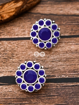 The Bling Button Studs - Sapphire Blue - Tiny Trinket Earrings