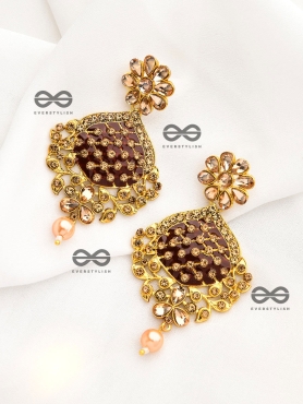 The Marvellous Meenakari Collection - Ruhi Earrings - Maroon-Pink