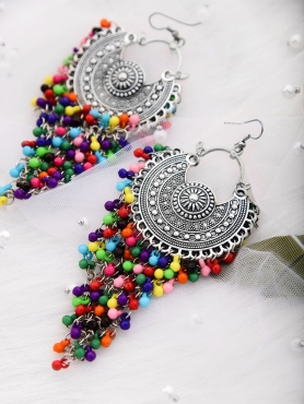 The Colourful Intricacy - Oxidised Boho Earrings