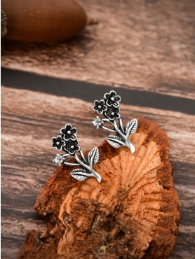 The Artistic Flower - Tiny Trinket Earrings - Silver