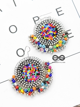 The Playful Elegance - Oxidised Boho Earrings