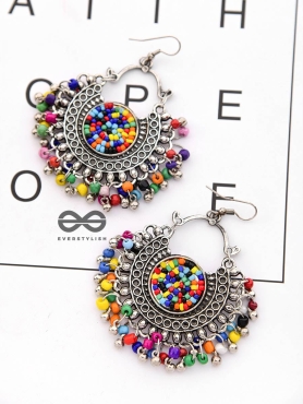 A Playful Delight - Multicoloured Oxidised Boho Earrings