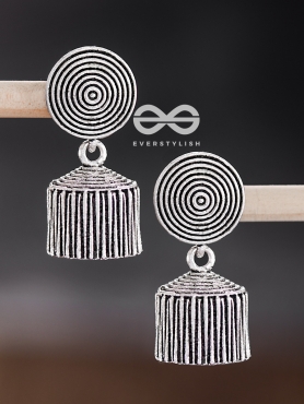 The Hypnotic Statement Jhumkis - Oxidised Boho Earrings