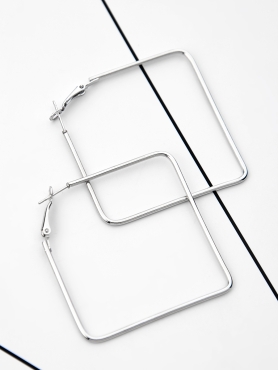 The Everyday Chic - Oversized Rectangle Hoops - Silver