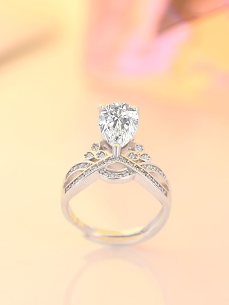 Captivating Crown Cocktail American-Diamond Ring (Adjustable)