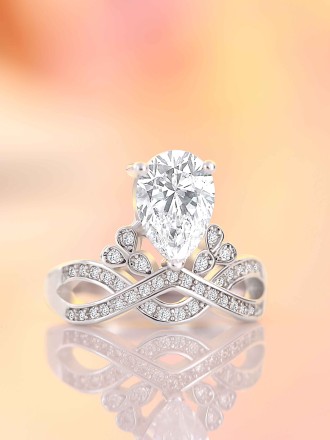 Captivating Crown Cocktail American-Diamond Ring (Adjustable)
