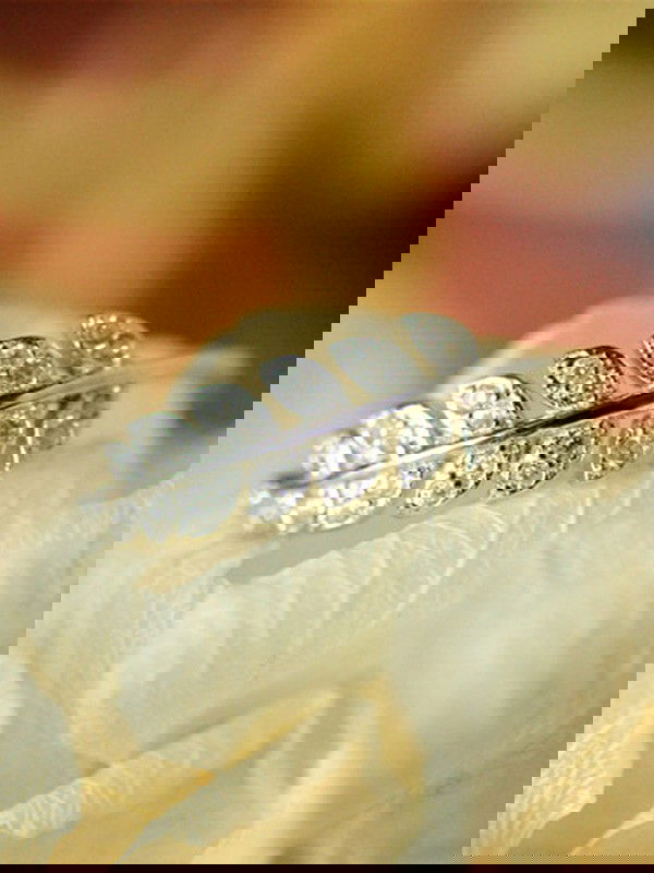 Lustrous  Leaves Adjustable American Diamond Ring