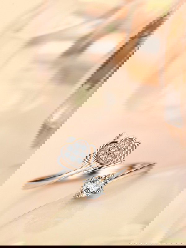 Silverette Princess Crown Adjustable CZ Ring