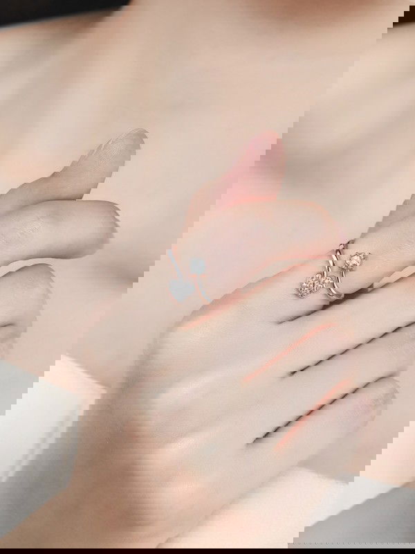 Shimmering Heart Adjustable CZ Ring