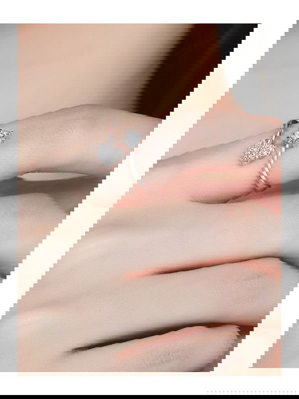 Shimmering Heart Adjustable CZ Ring