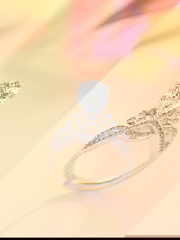 Captivating Crown Cocktail American-Diamond Ring (Adjustable)