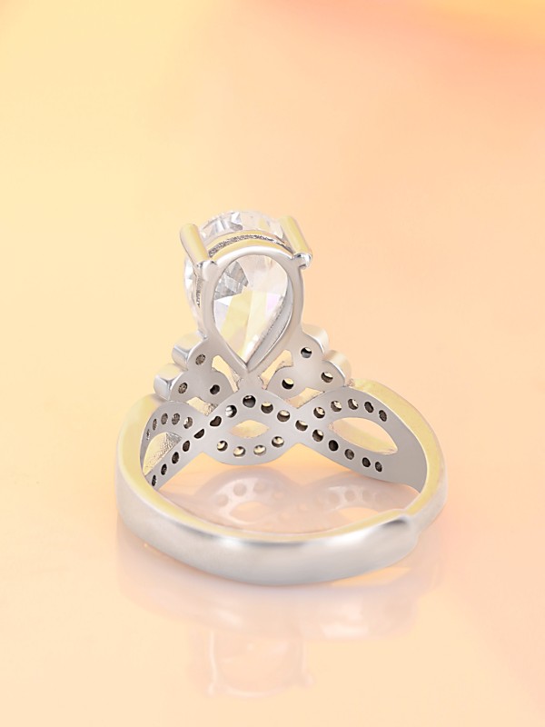 Captivating Crown Cocktail American-Diamond Ring (Adjustable)