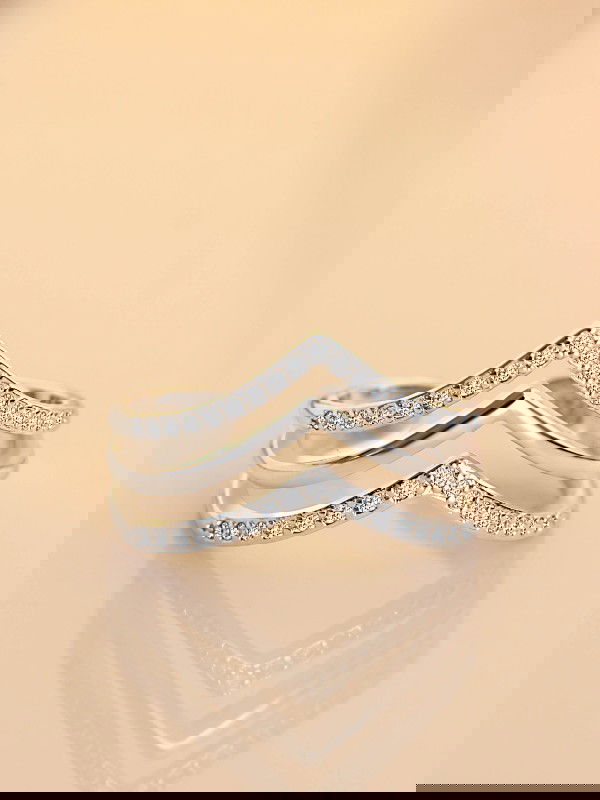 Leslie's Layered CZ Adjustable Ring (Silverette)