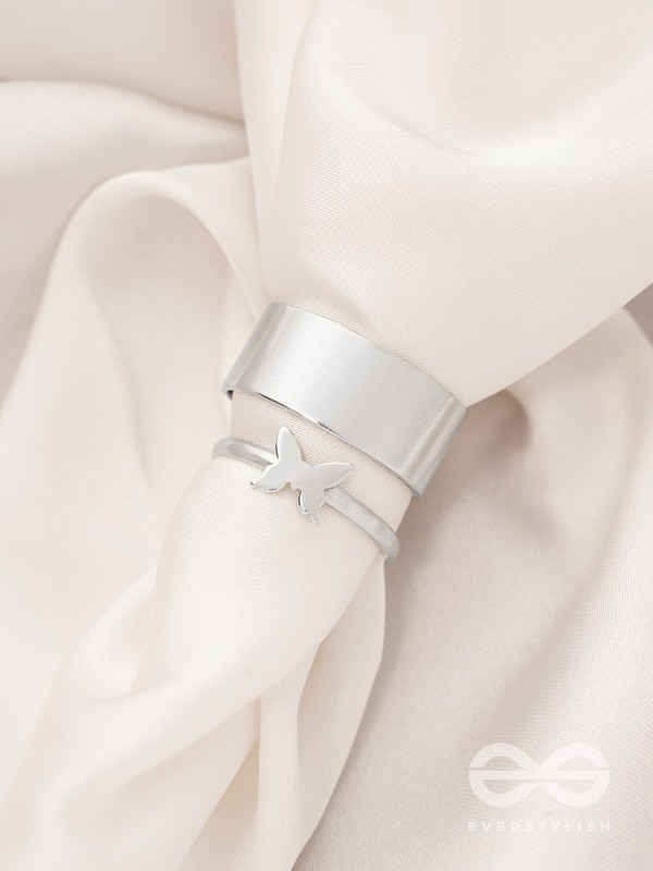 The Missing Moth- Set of Two Silver Rings