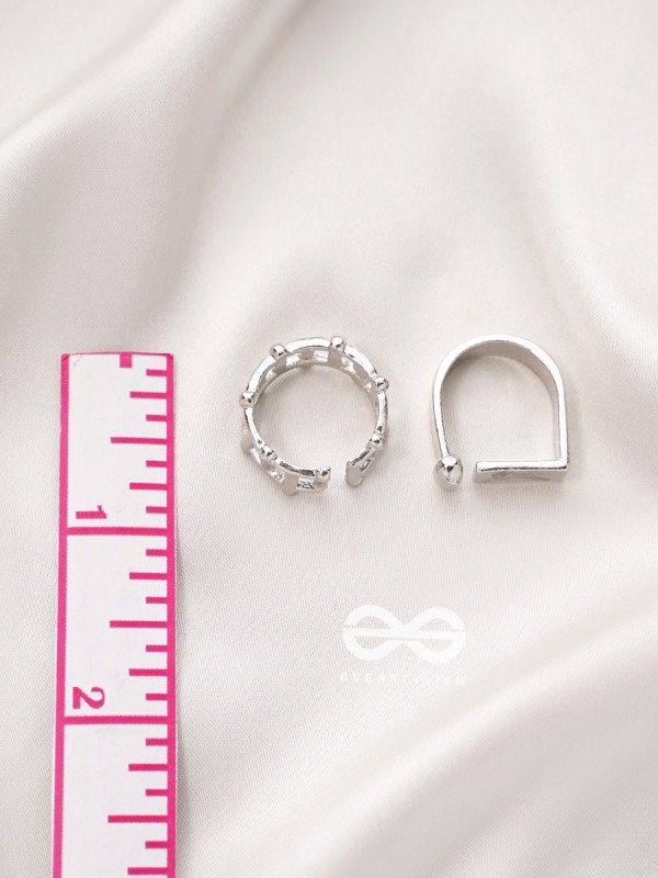 Twigs n Petal- Set of Two Silver Rings