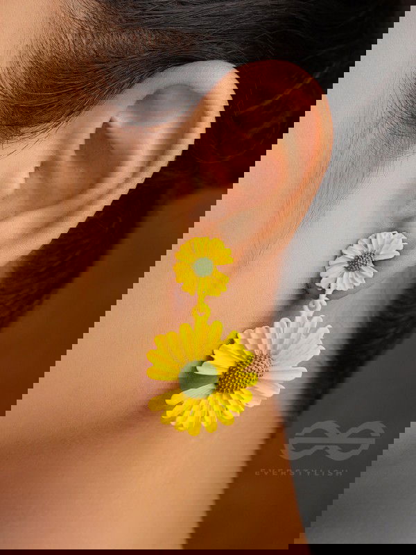 A Field of Flowers - Statement Dangler Earrings (Yellow)