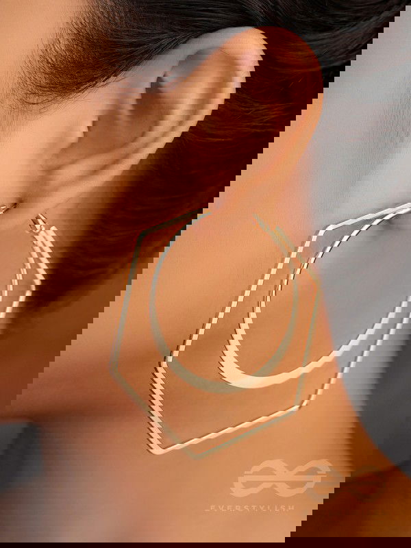 The Layered Geometry - Golden Statement Hoops