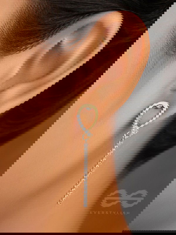 Gems on a stick Golden Dangler Earrings 