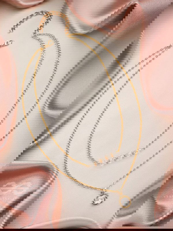 The Diamond Lane- Golden Embellished Necklace With Anti-Tarnish Coating 