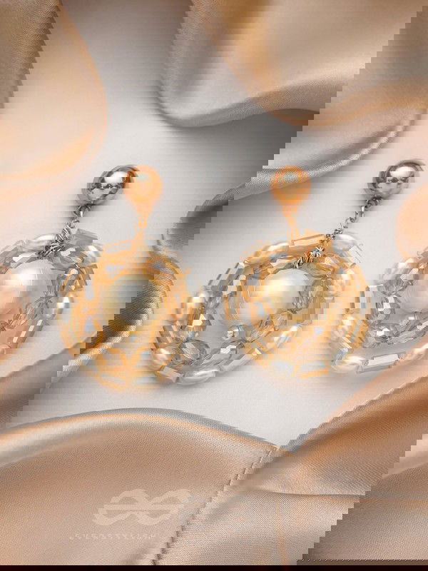 Run Rings Round- Golden Embellished Earrings
