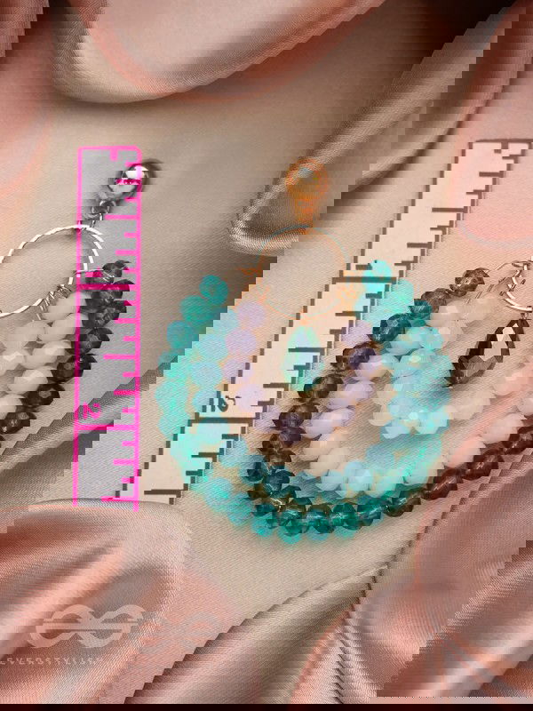 Once in a Blue Moon- Golden Embellished Earrings