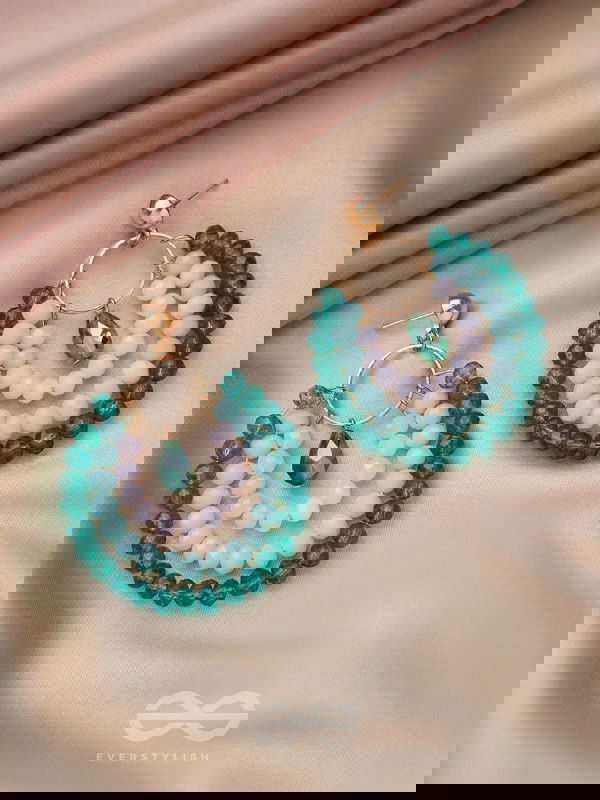 Once in a Blue Moon- Golden Embellished Earrings